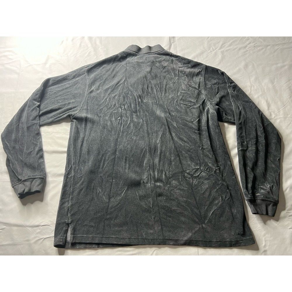 PIERRE CARDIN Men's Gray Striped Long Sleeve Button Collared Grandpa Sweater L - Picture 3 of 3